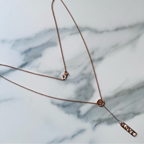 Luxurious Solid 14K Gold + Diamond Mary Margrill M2 LOVE NECKLACE - Picture 4 of 15